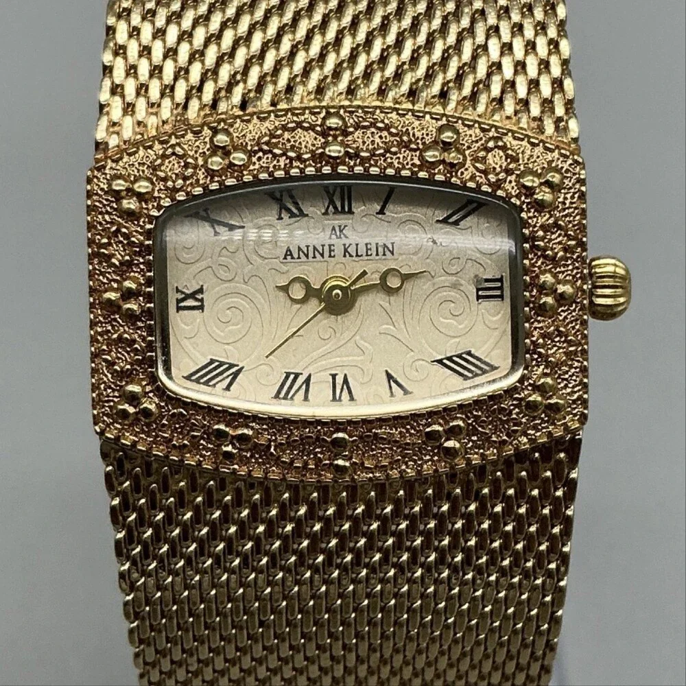 Anne Klein Womens Watch 25mm Cream Dial Gold Tone Mesh Band 10/6416 New Battery